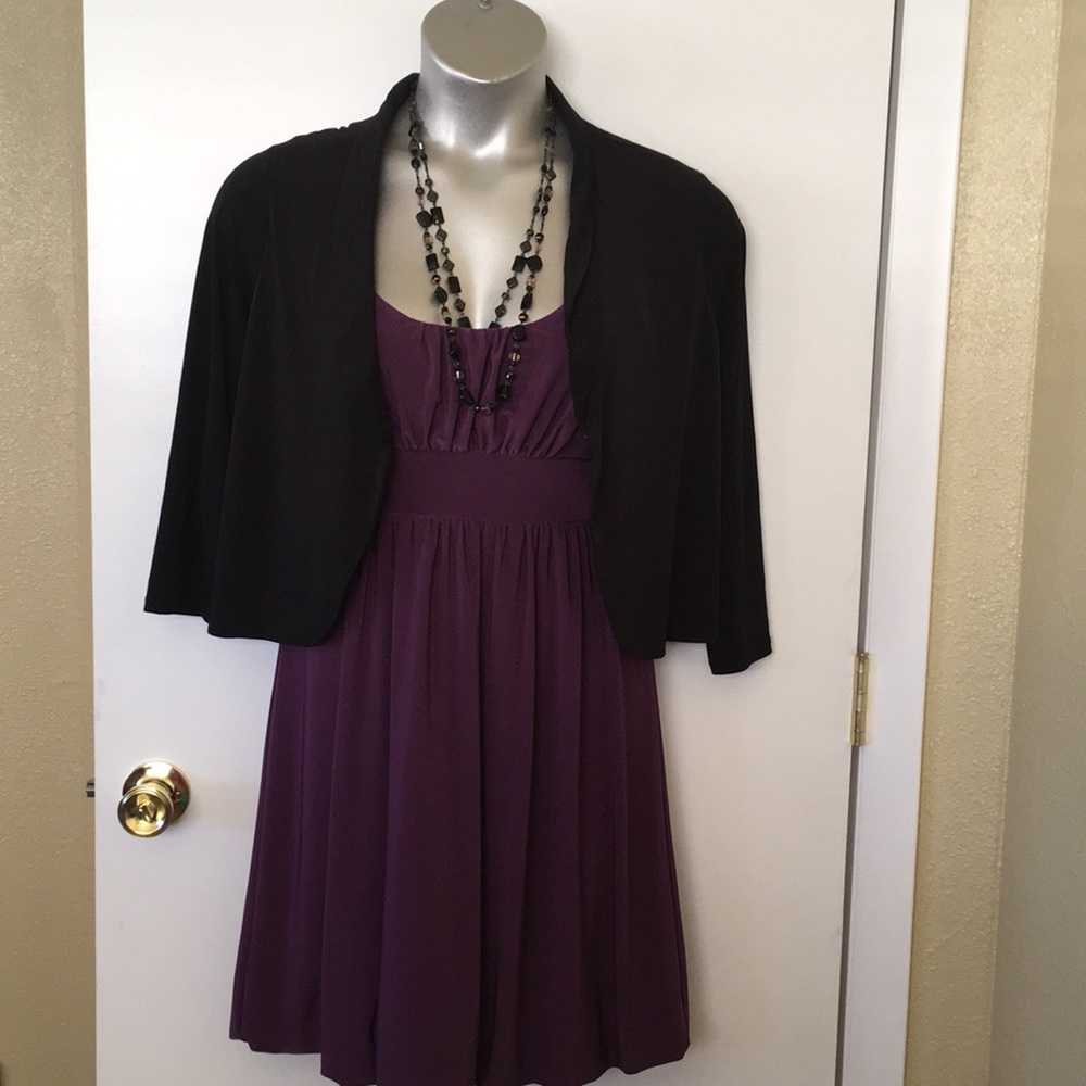 Women’s purple dress size 11 And black shrug